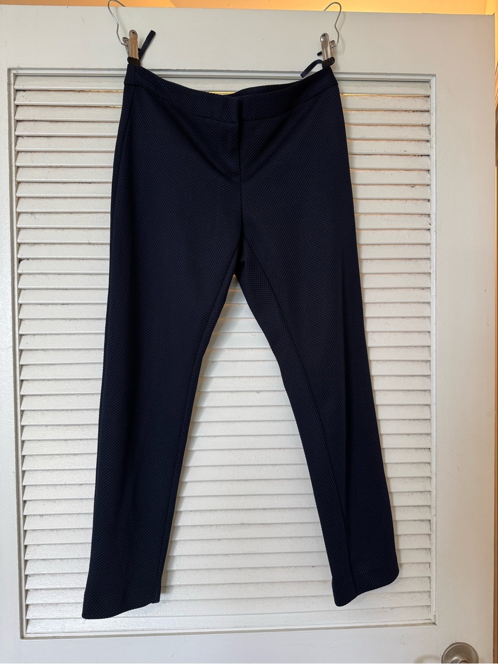Amanda & Chelsea Dark Navy Textured Straight-Leg Pants